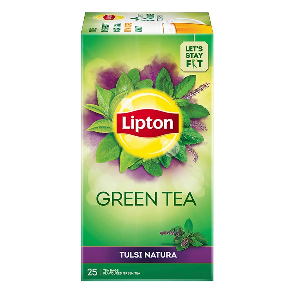 Lipton Tulsi Natura Green Tea Bags, 25 Pieces, (25*1.4gm each)