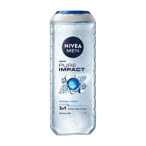 Nivea Pure Impact 3in1 Body,Face,Hair Shower Gel 250ml