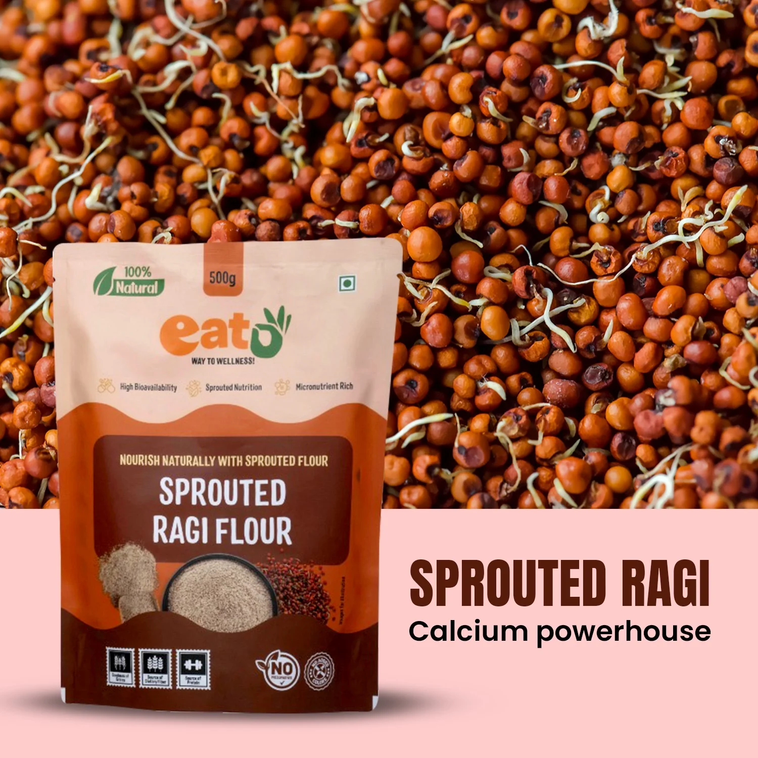Sprouted Ragi Flour 500g by Eat5