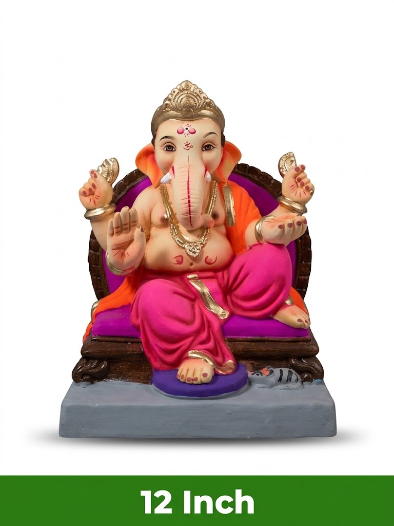 Rajadhiraja Mitti Ganesh Idol – 12 Inch