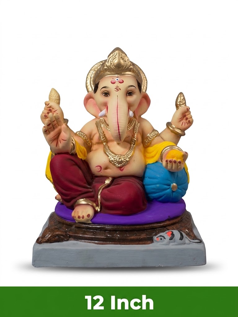 Maha Ganapathi Mitti Ganesh Idol – 12 Inch