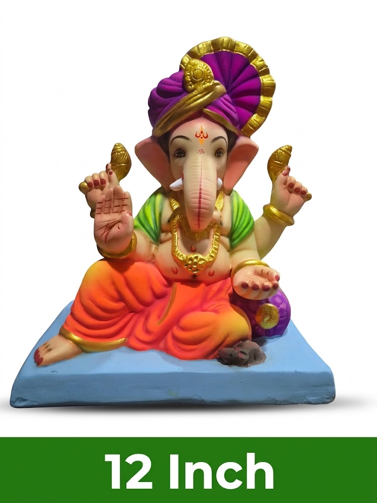 Shubh Laabh Mitti Ganesh Idol – 12 Inch | Buy Online – image 1