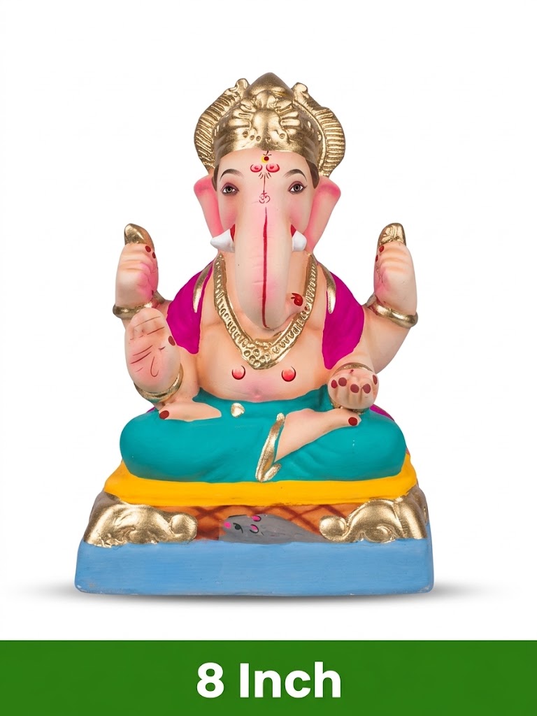 Mangal Murti Mitti Ganesh Idol – 8 Inch