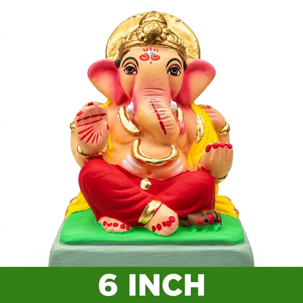 Handmade Varaprada Mitti Ganesh Idol – 6 Inch – image 1