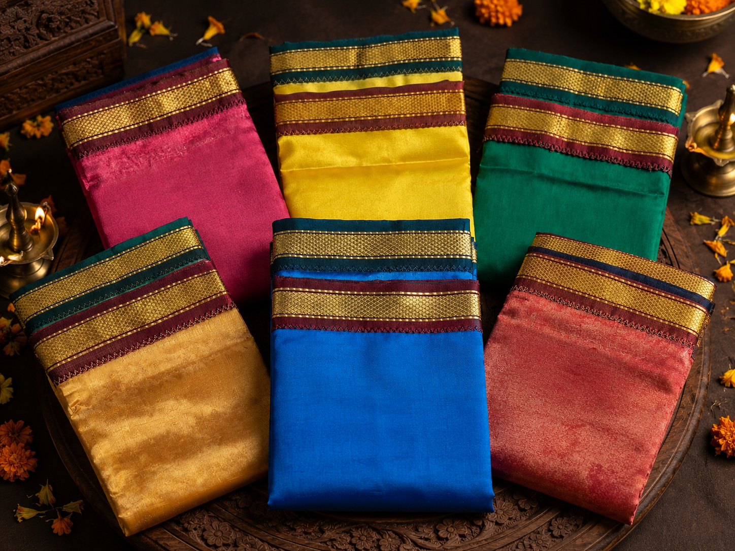 Premium Pooja Cloth/ Pattu Cloth Different Colours (1 metre)