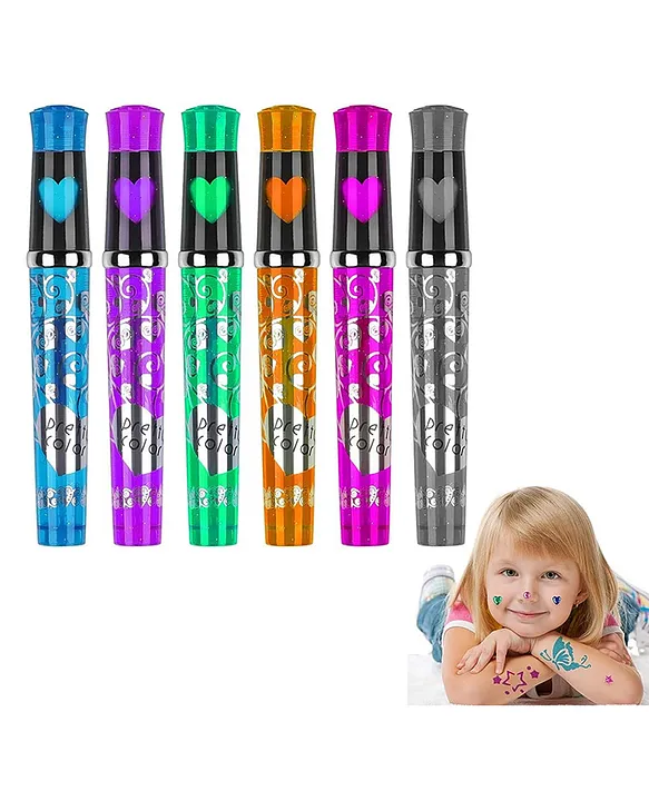   New Pinch Glitter Tattoo Pens for Kids 6 Colors – image 2