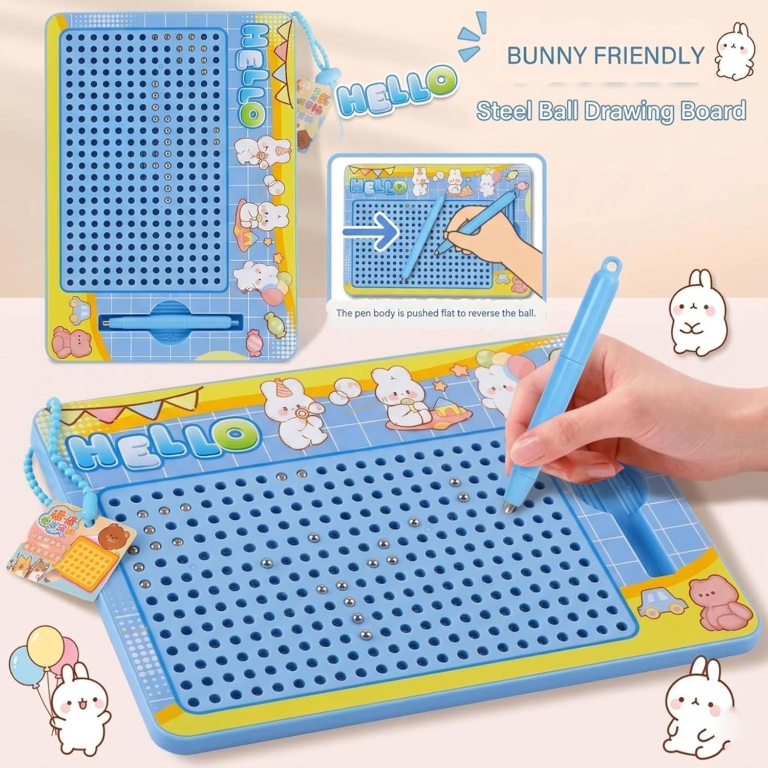 Kids Magnetic Drawing Board with Pen Blue col. – image 2