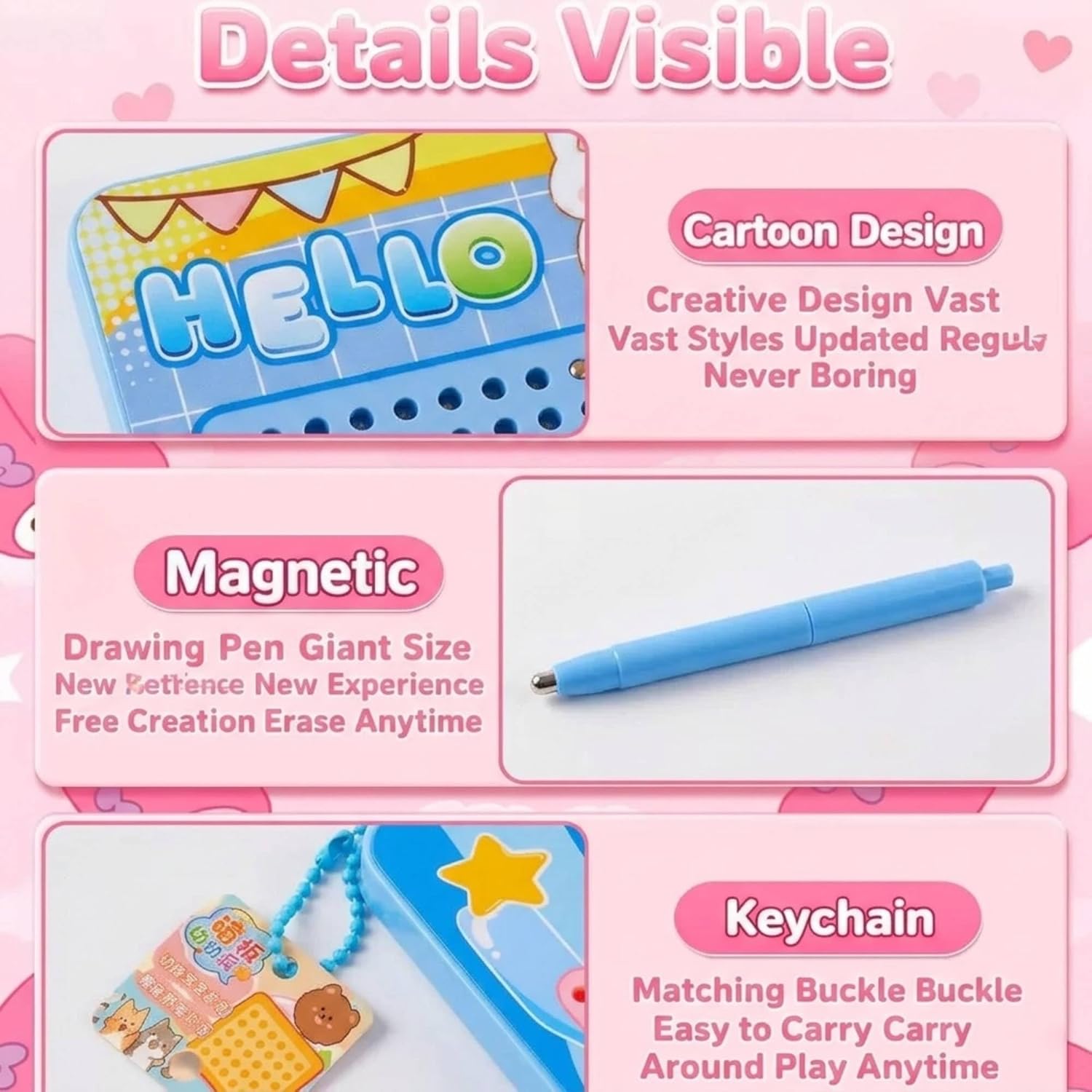 Kids Magnetic Drawing Board with Pen Blue col. – image 3