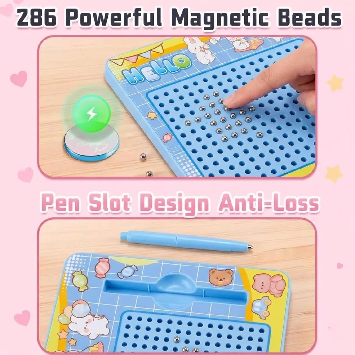 Kids Magnetic Drawing Board with Pen Blue col. – image 4