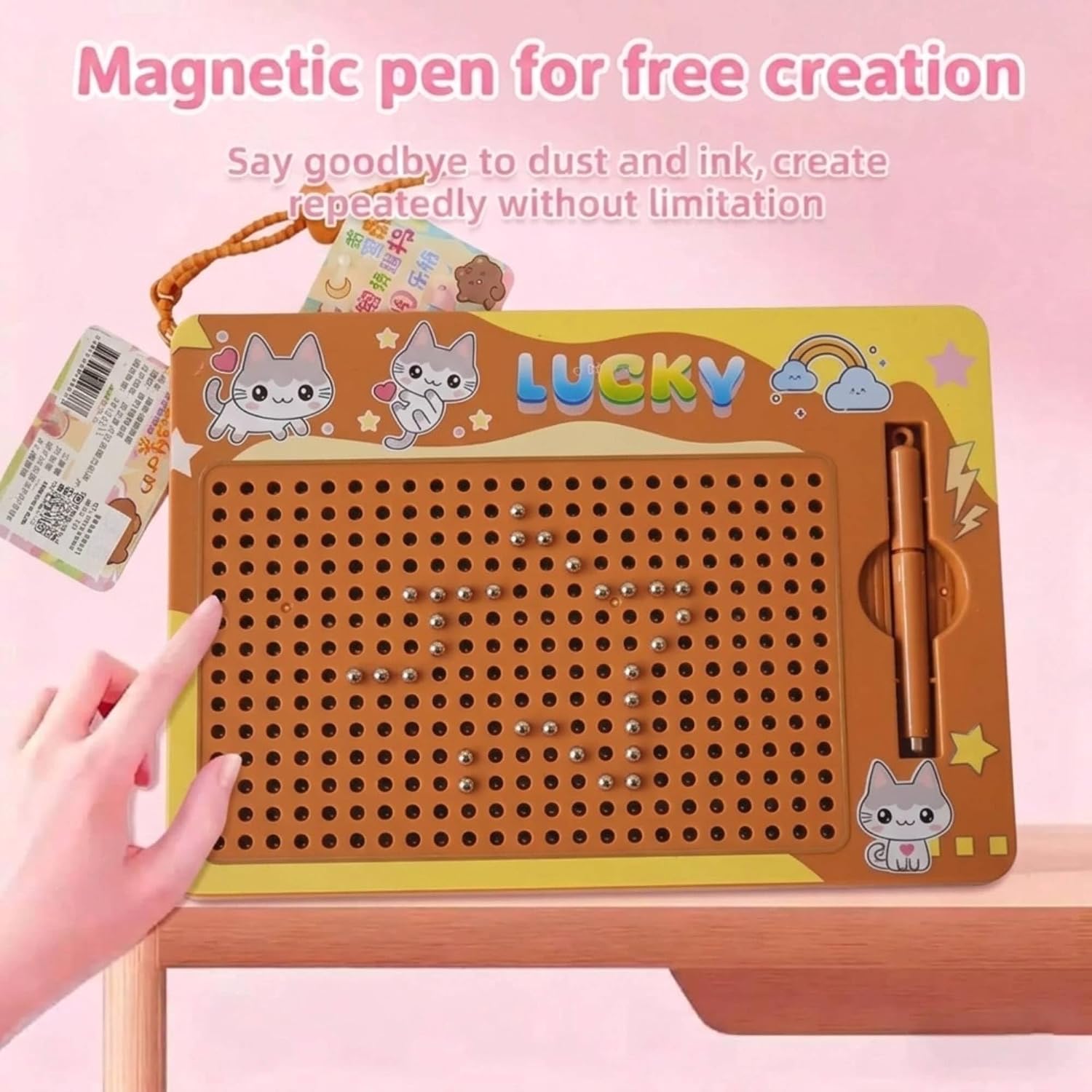 Kids Magnetic Drawing Board with Pen Orange col. – image 2