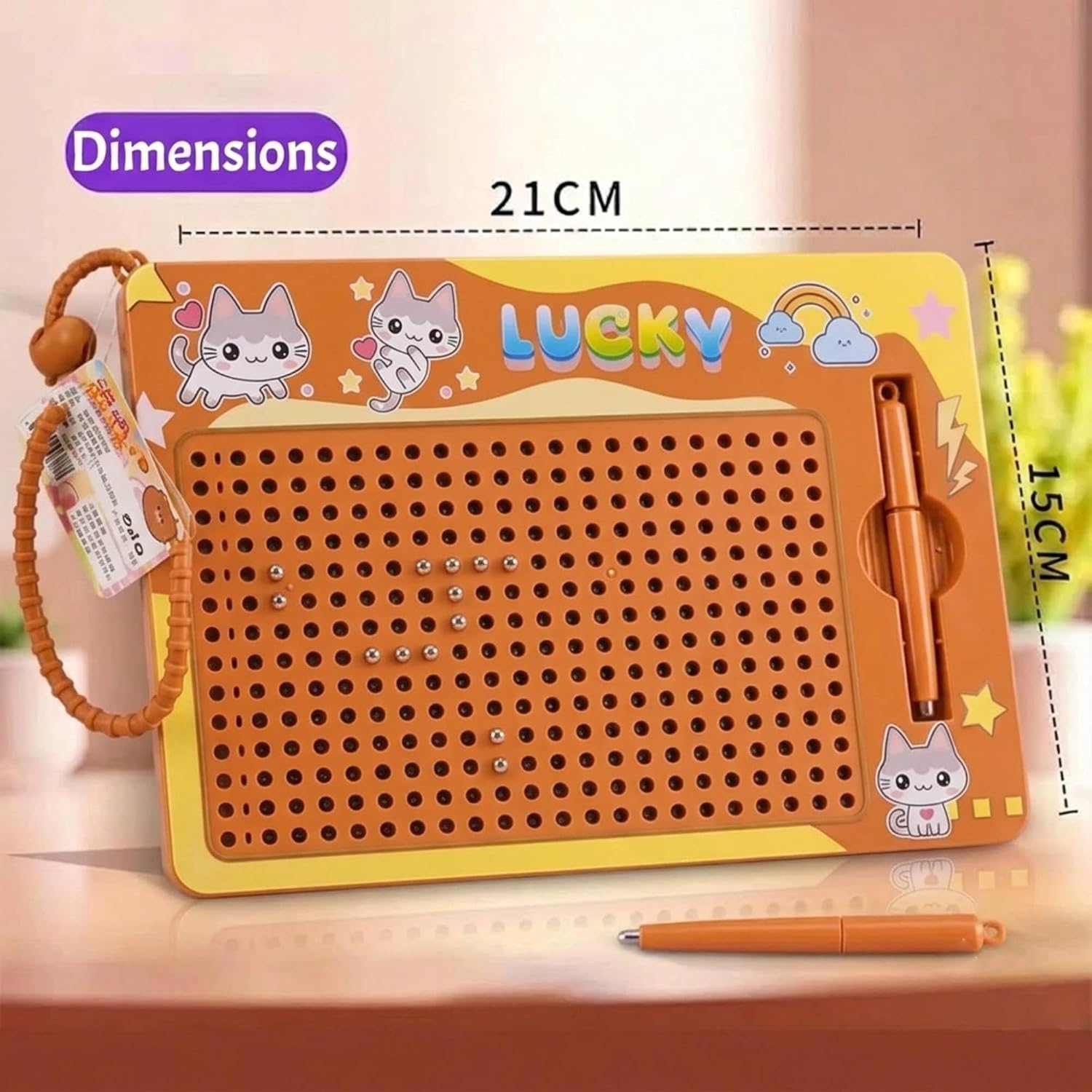 Kids Magnetic Drawing Board with Pen Orange col. – image 3