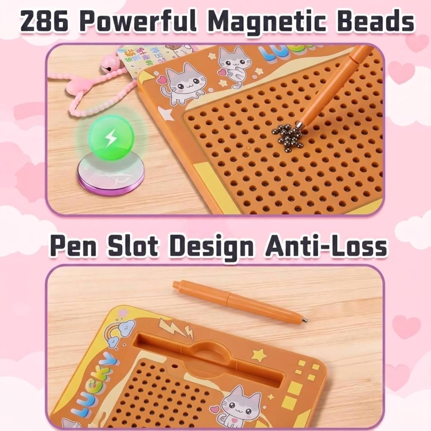 Kids Magnetic Drawing Board with Pen Orange col. – image 4