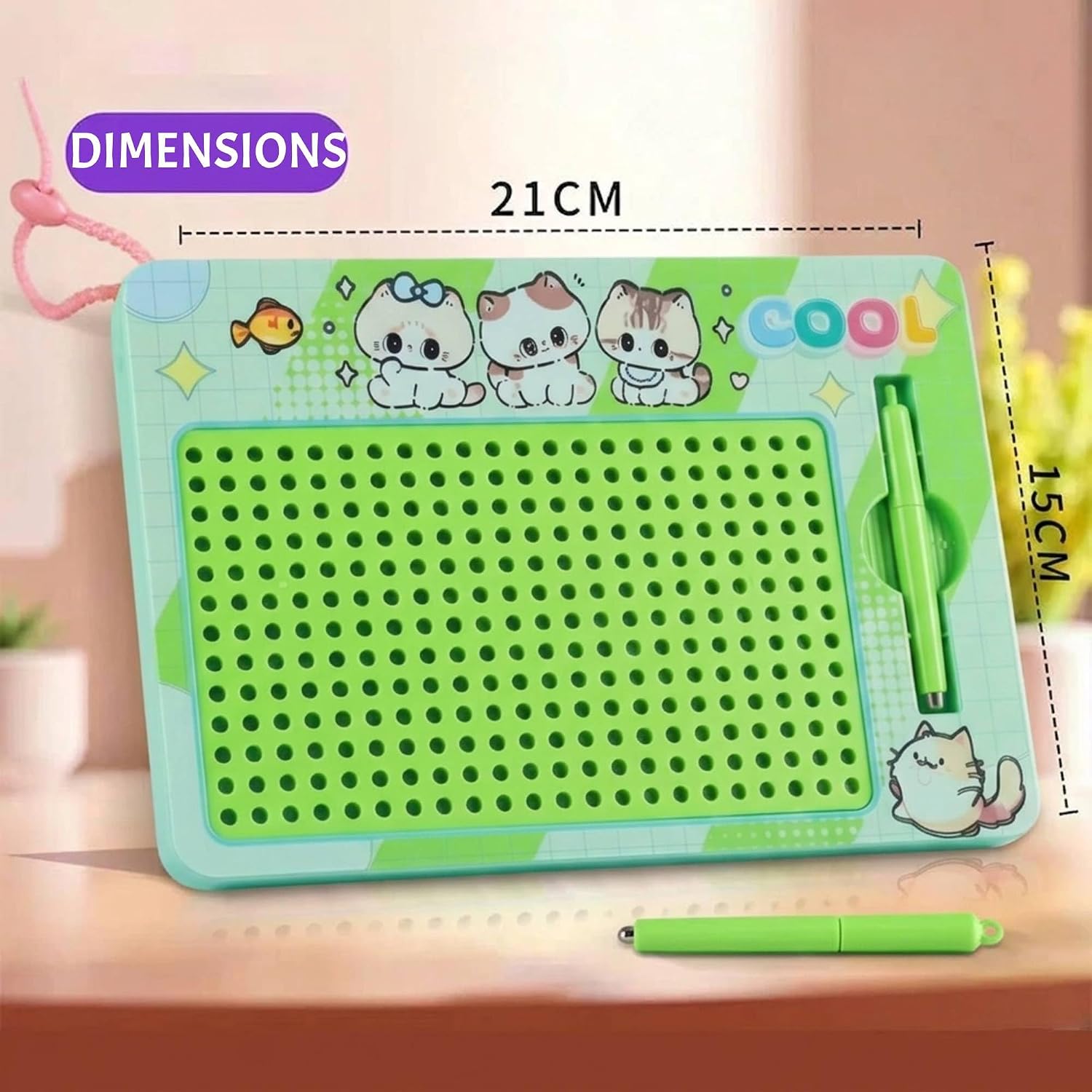 Kids Magnetic Drawing Board with Pen Green col. – image 4
