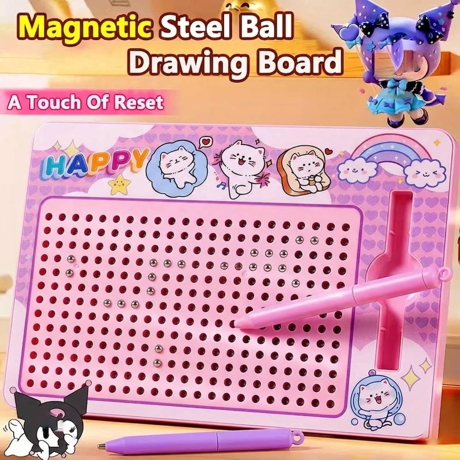 Kids Magnetic Drawing Board with Pen pink col. – image 2