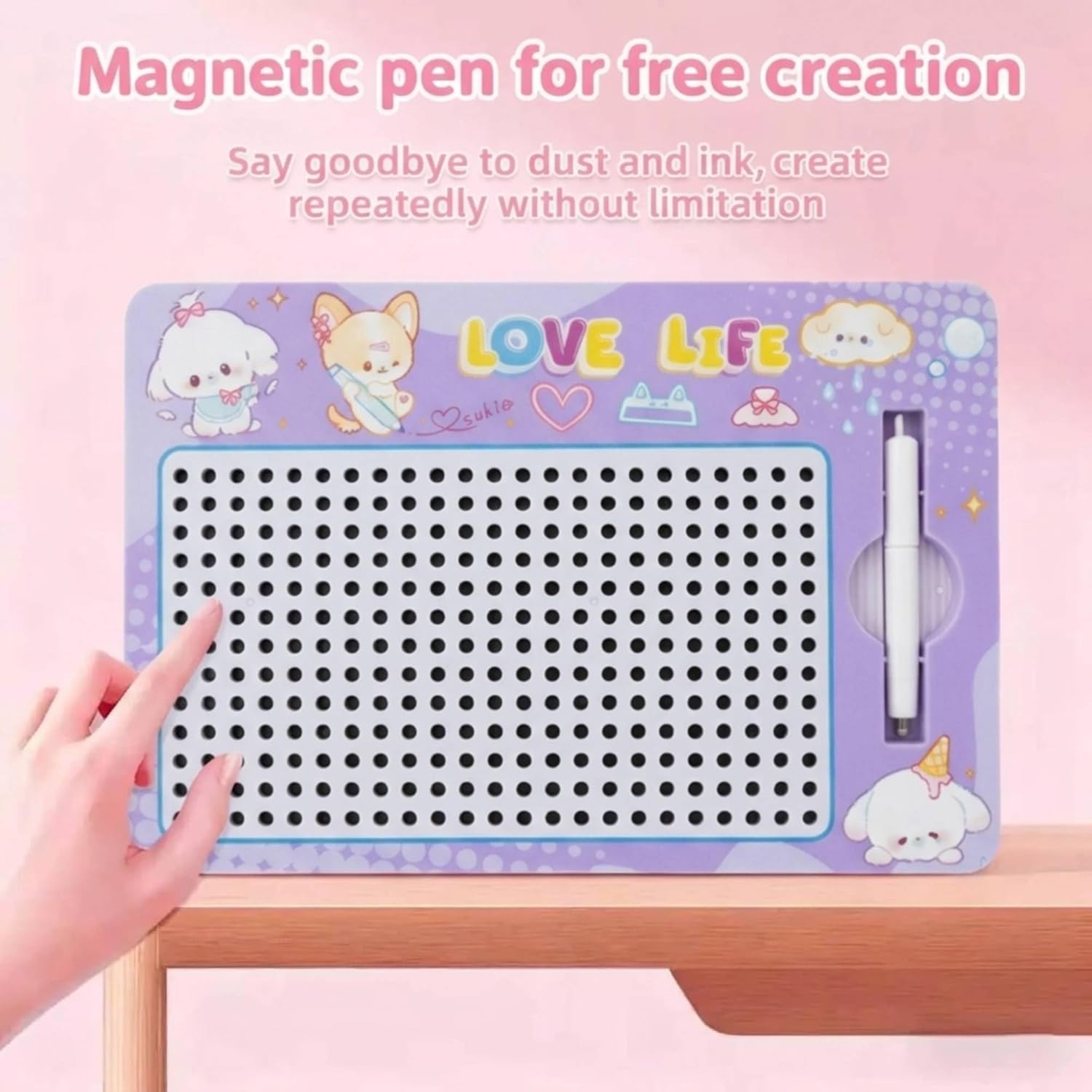 Kids Magnetic Drawing Board with Pen purple col. – image 2