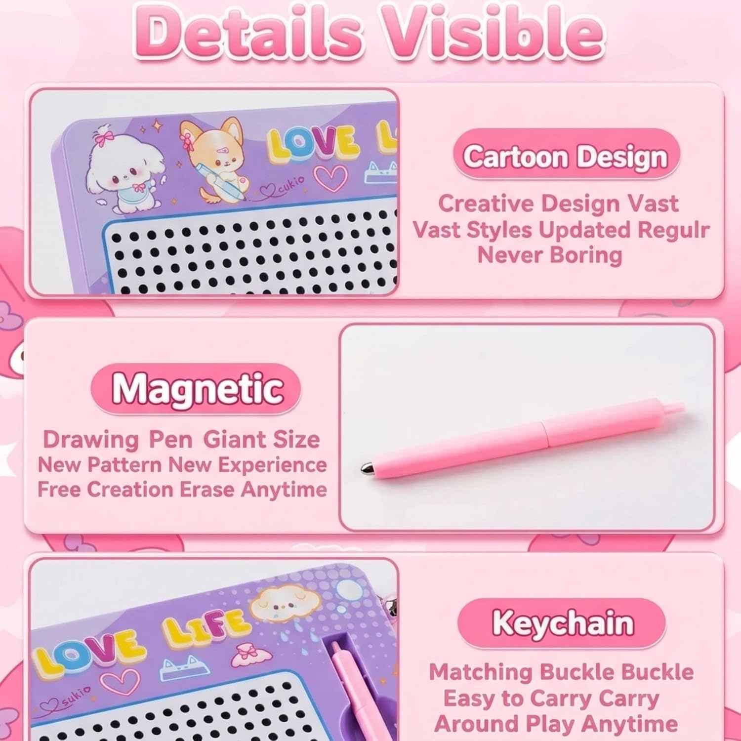 Kids Magnetic Drawing Board with Pen purple col. – image 4