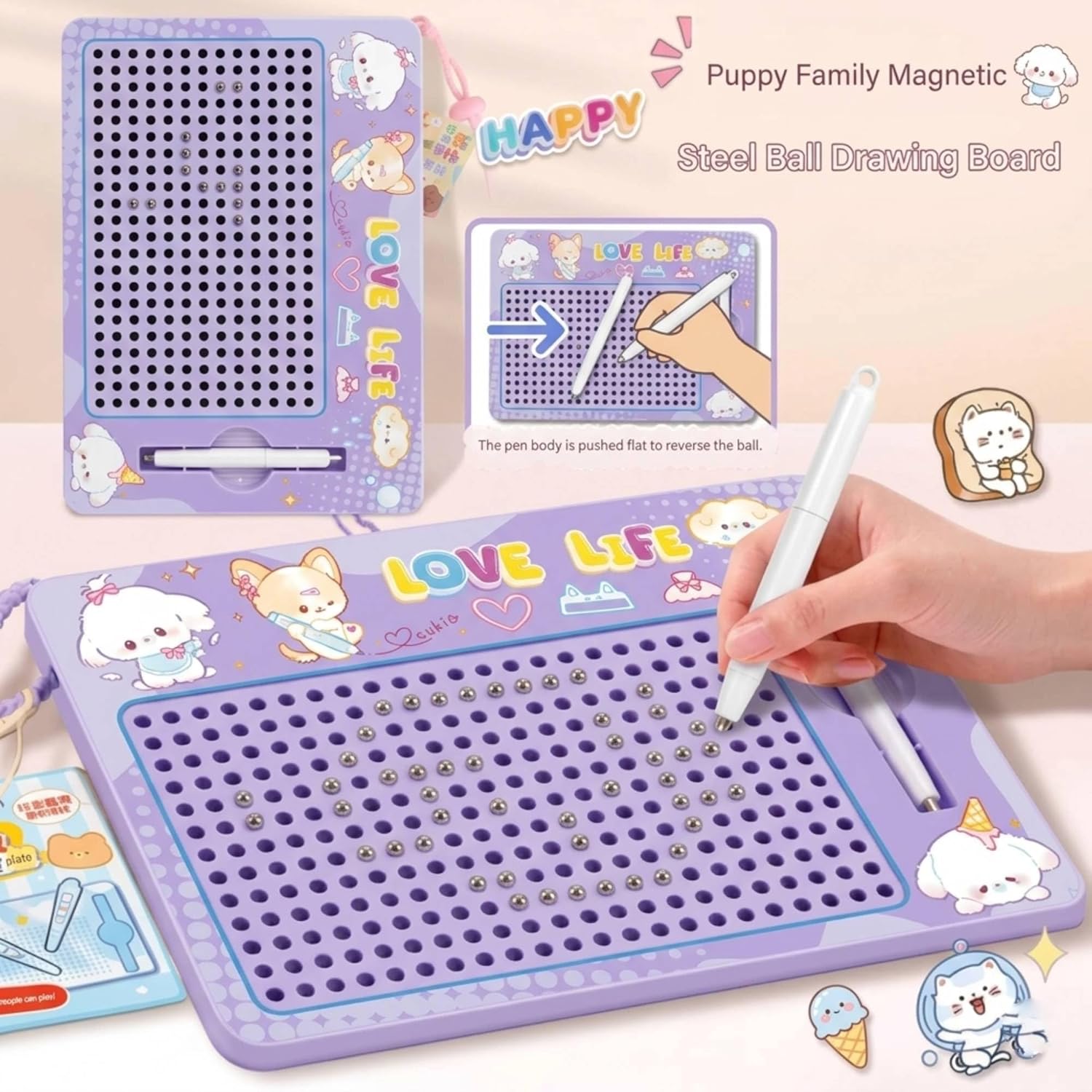 Kids Magnetic Drawing Board with Pen purple col. – image 5