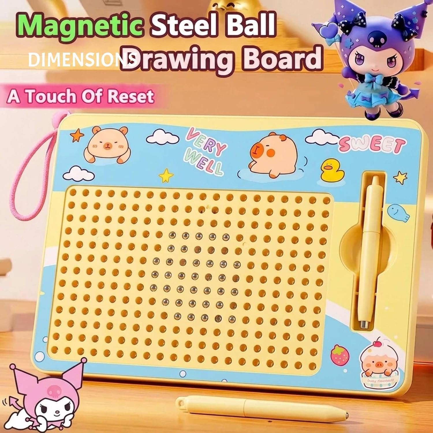 Kids Magnetic Drawing Board with Pen Yellow Col. – image 2