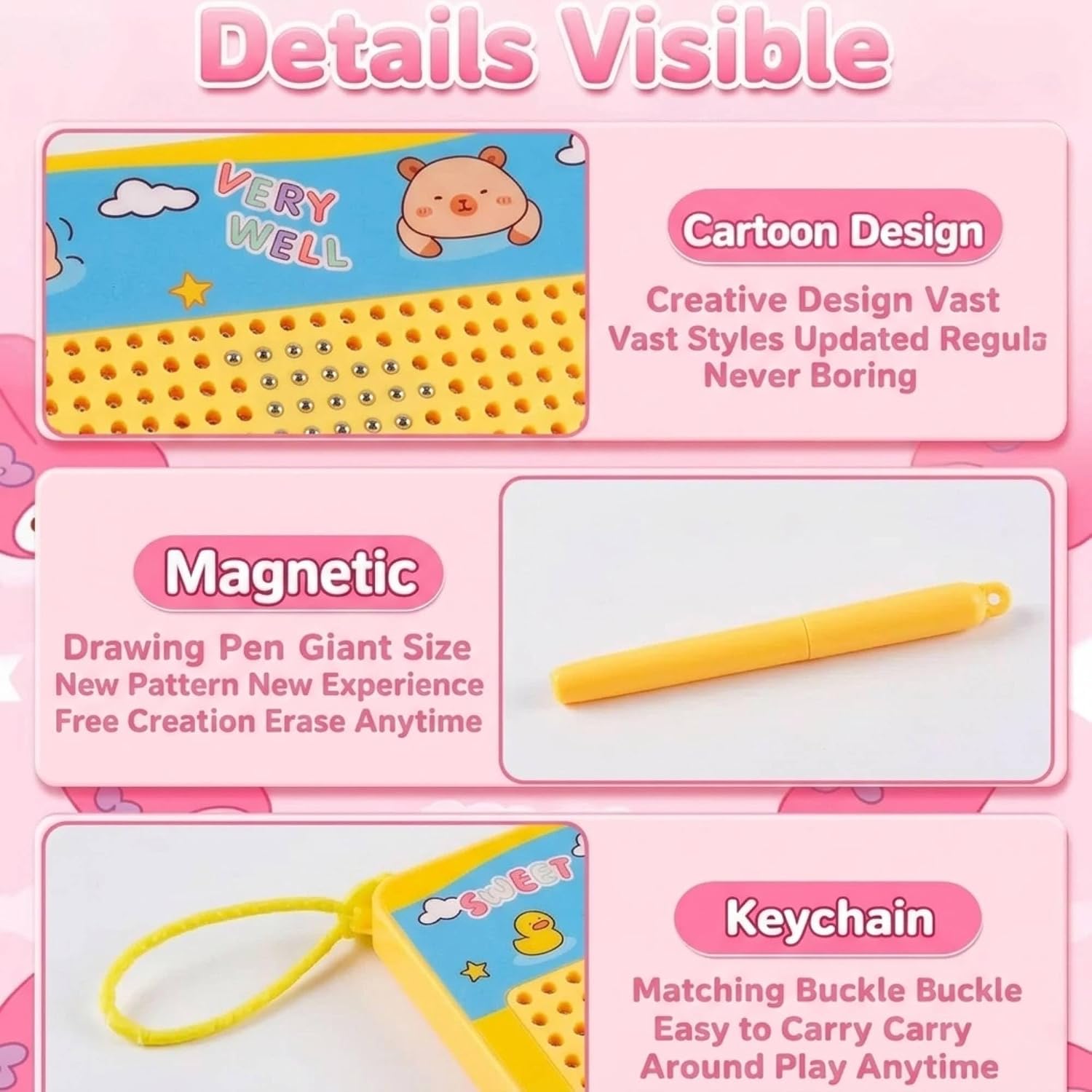 Kids Magnetic Drawing Board with Pen Yellow Col. – image 3