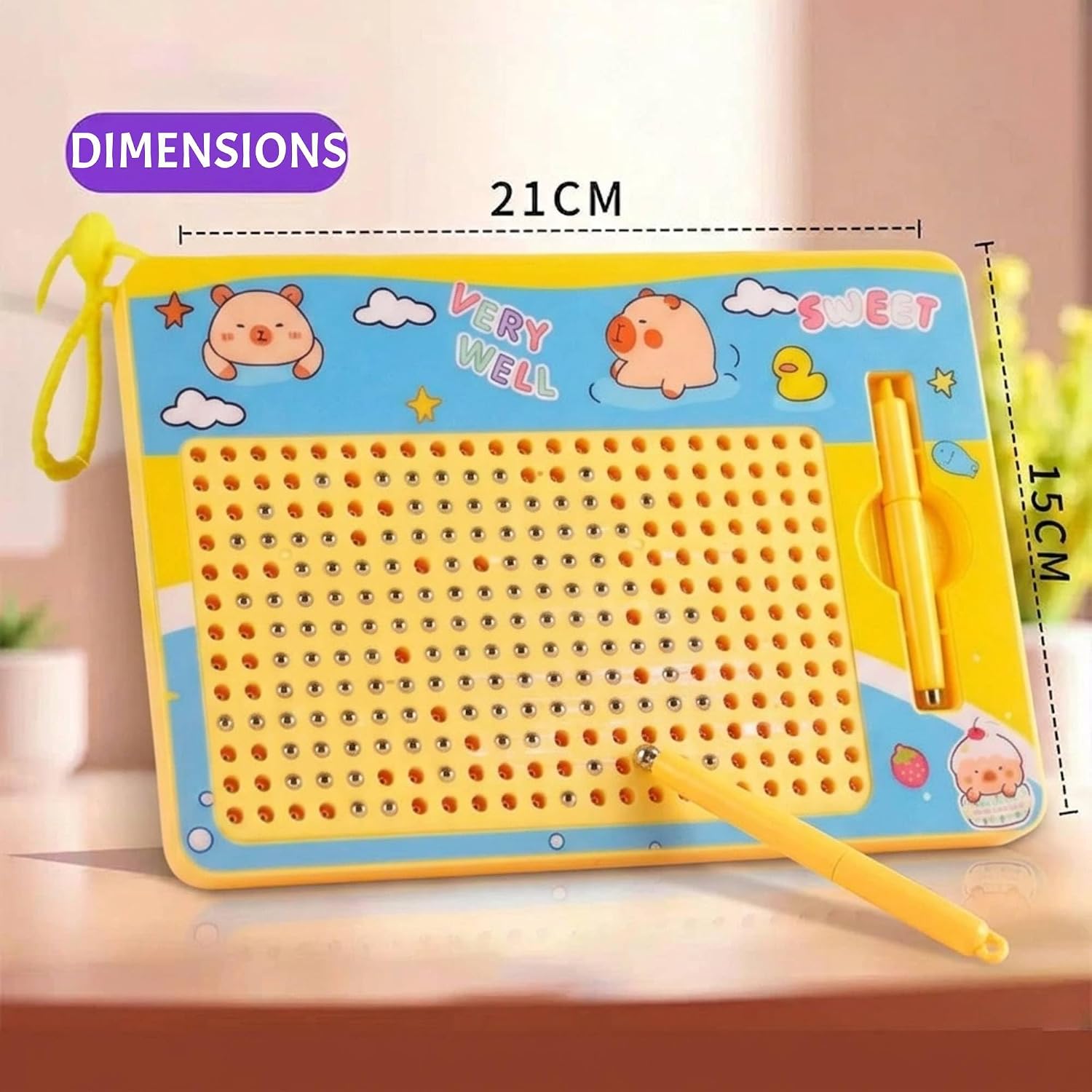 Kids Magnetic Drawing Board with Pen Yellow Col. – image 4