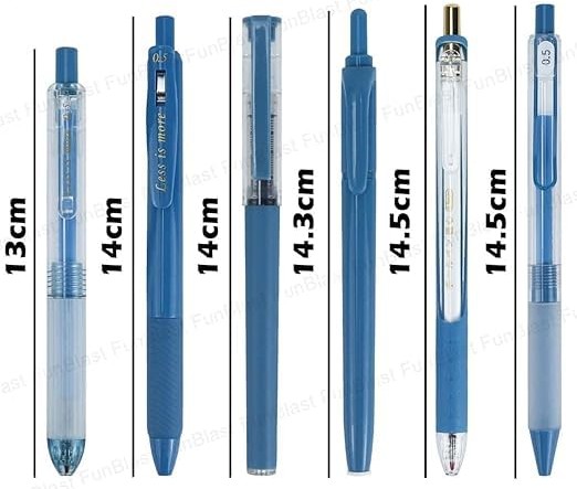 6-in-1 Aesthetic Pastel Gel Pen Set: 5 Blue Roller Gel Pens + 1 Highlighter – image 4