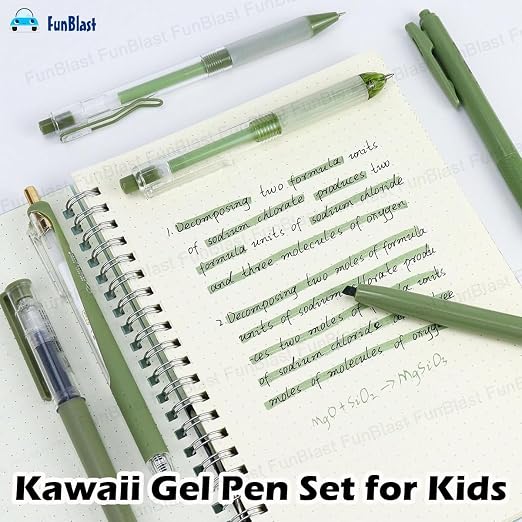 6-in-1 Aesthetic Pastel Gel Pen Set: 5 Blue Roller Gel Pens + 1 Highlighter  – image 2