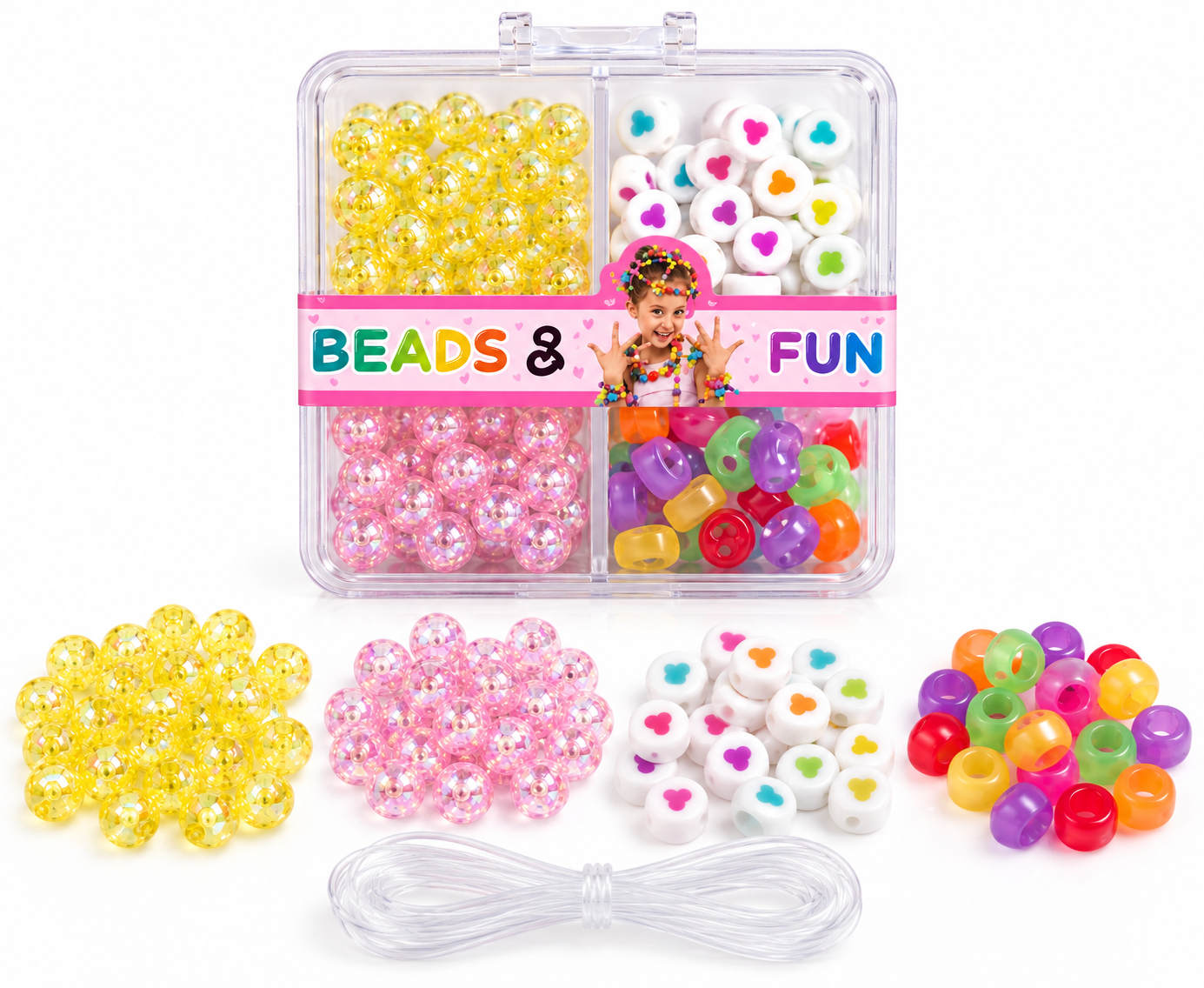 Bracelet, Rakhi DIy Kit | 4 types of beats including transparent string – image 2
