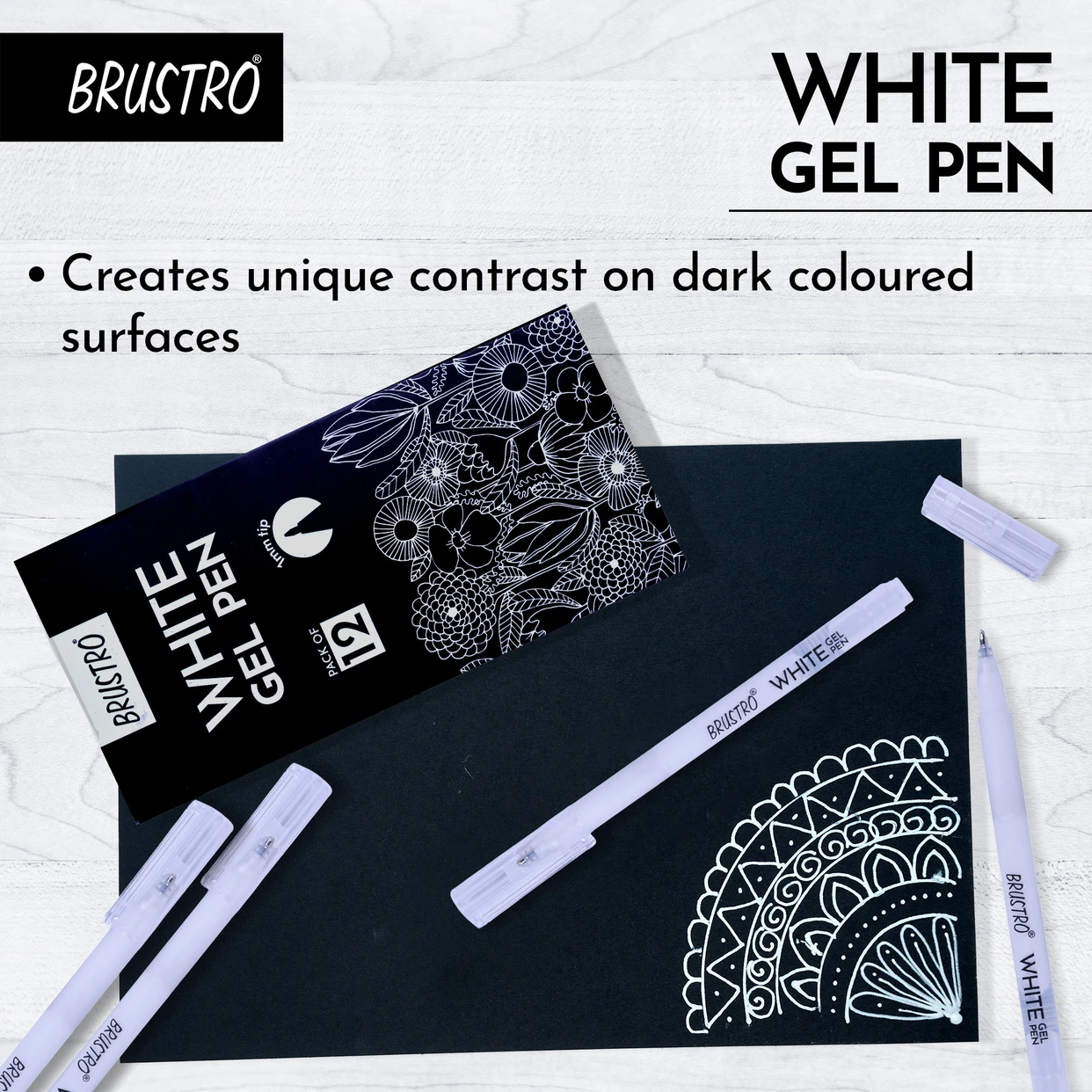 Brustro White Gel Pen 1mm Tip – image 3