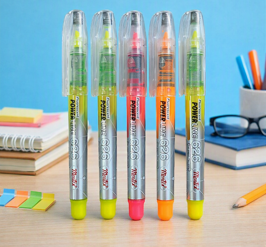 Montex Power Line 626 liquid highlighters in attractive shades (5pc)