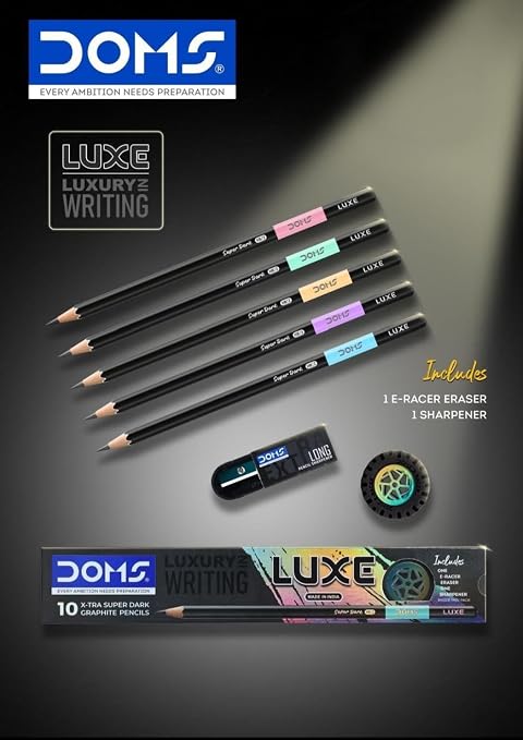 Doms LUXE HB/2 Super Dark Wooden Graphite Pencils 