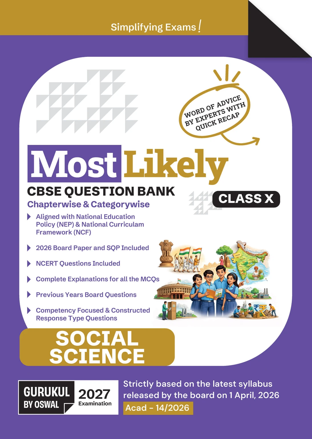  Gurukul by Oswal CBSE Class 10 Social Science Most Likely Question Bank – image 1