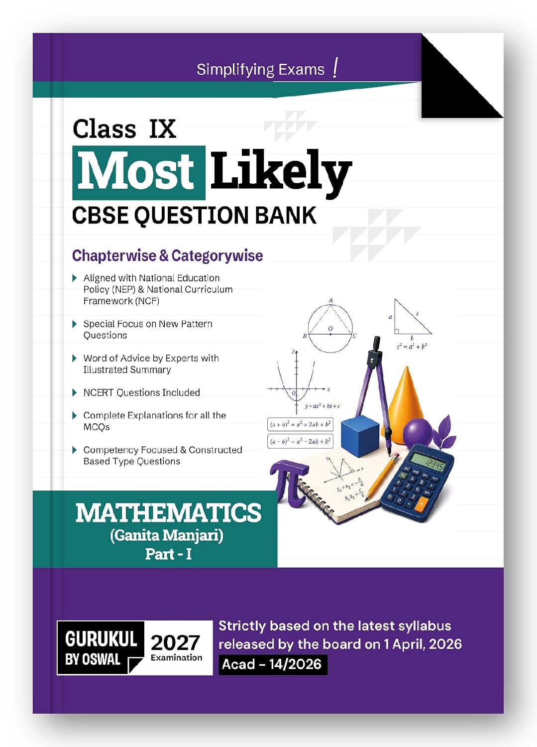 Gurukul by Oswal CBSE Class 9 Mathematics Part 1 (Ganita Manjari) Most Likely Question Bank – image 1