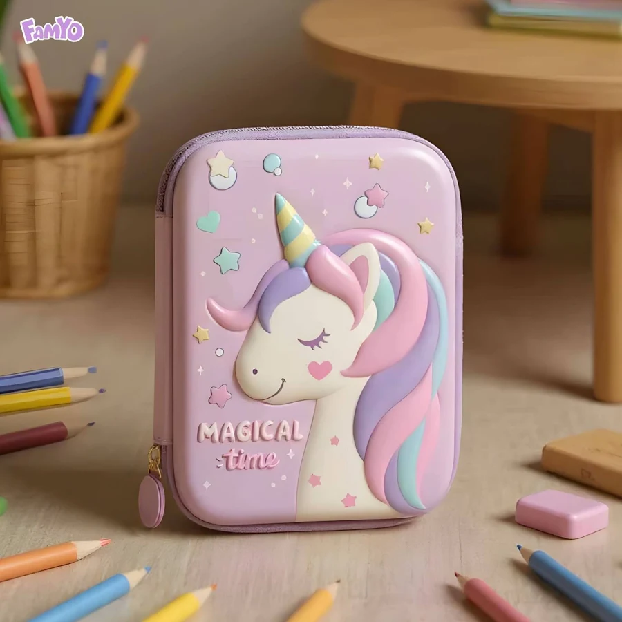 Bookato 3D Pencil Large Case Assorted Prints Unicorn & Frozens print Cute Designs