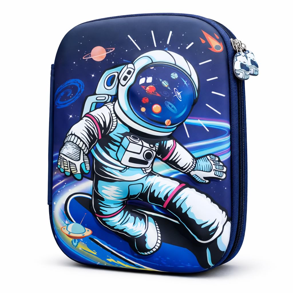 Bookato 3D Pencil Pouch with Large Space, Assorted Prints Different Marvel & Space Boy Designs