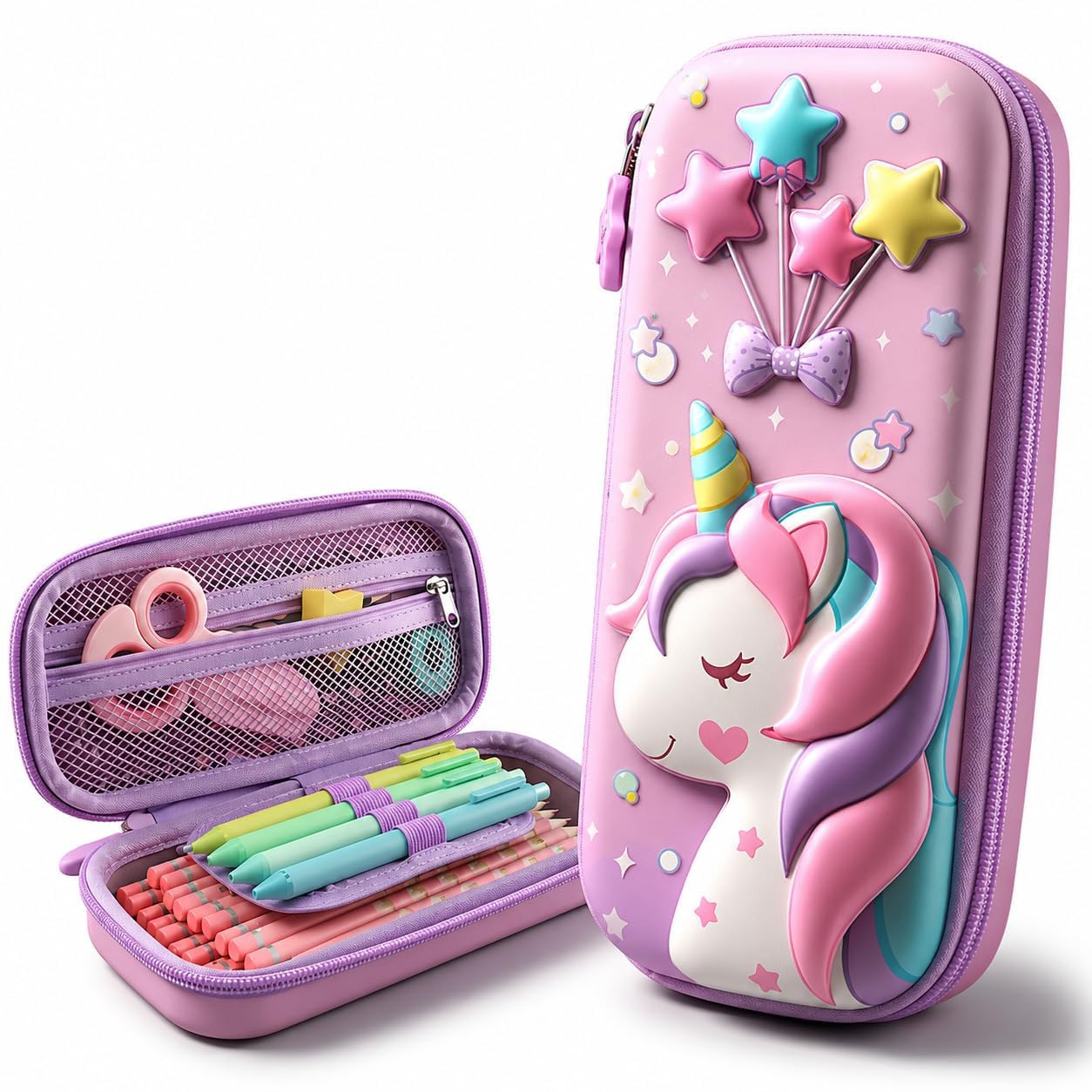 Bookato 3D Pencil Pouch Large Space Case Assorted Prints Unicorn & Frozens print Cute Designs – image 1