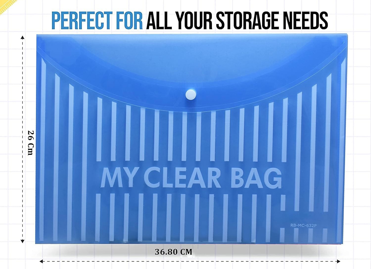 My Clear Bag Plastic Folder with Snap Button Closure (Assorted Colours) – image 1
