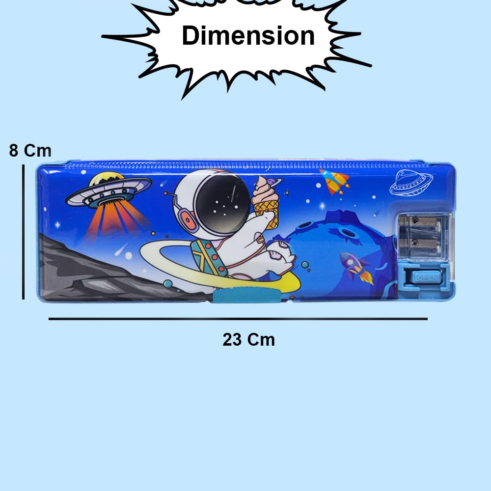 Space Plastic Pencil Box, Inbuilt LED Light with 2 Compartments and Dual Sharpener – image 3