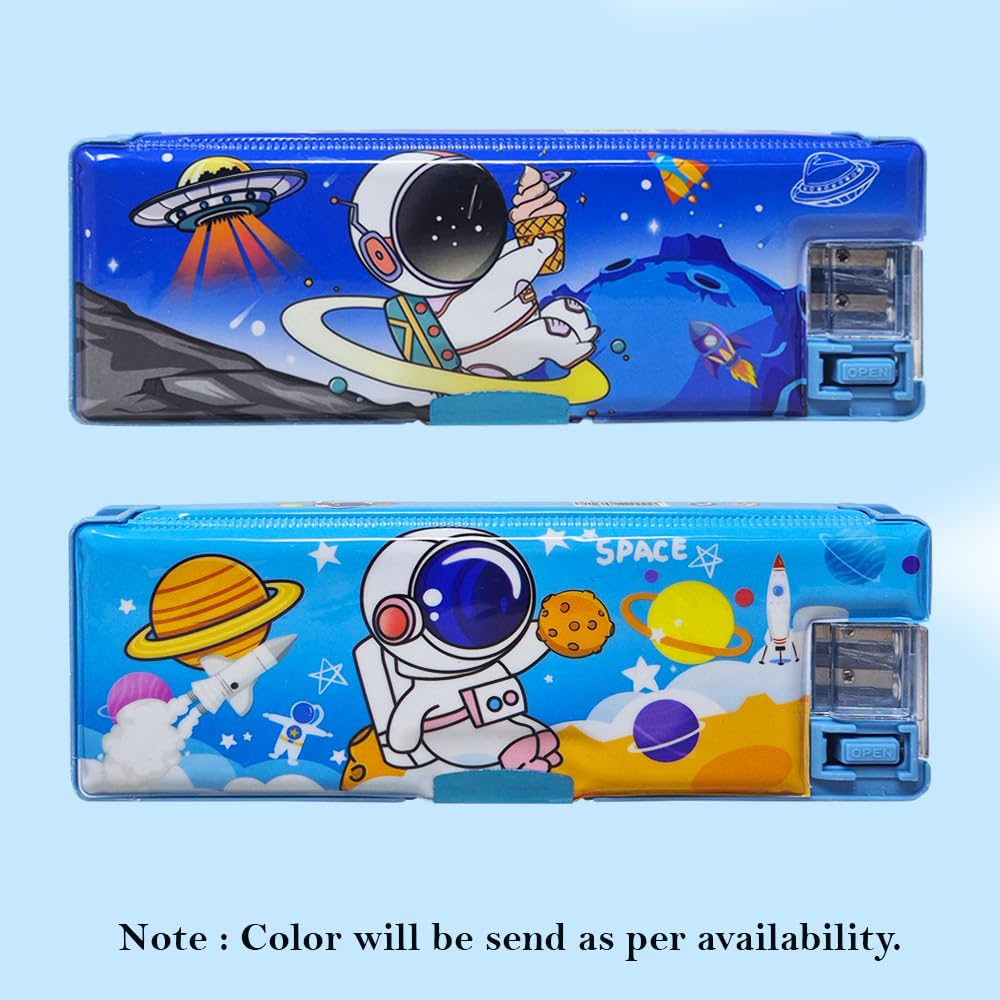 Space Plastic Pencil Box, Inbuilt LED Light with 2 Compartments and Dual Sharpener – image 5