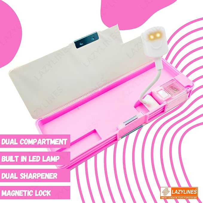 Unicorn Plastic Pencil Box, Inbuilt LED Light with 2 Compartments and Dual Sharpener – image 2