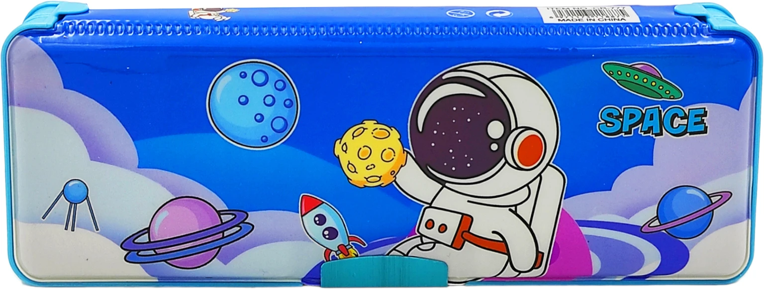 Space Plastic Pencil Box, Inbuilt Calculator with 2 Compartments and Dual Sharpener – image 3