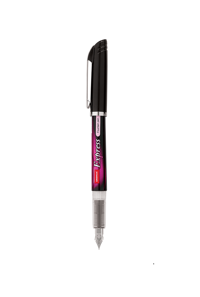 Unomax Express Gold Fountain Pen Includes 3 Ink Cartridges and 1 Converter Col-Pink – image 1