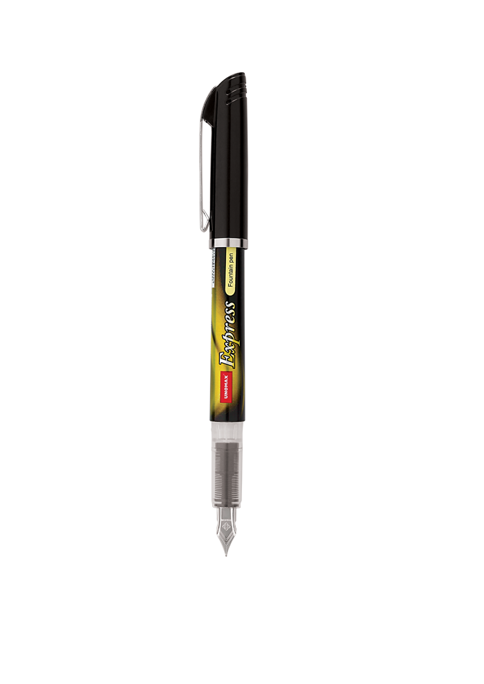 Unomax Express Gold Fountain Pen | Includes 3 Ink Cartridges and 1 Converter Col-Pink – image 1
