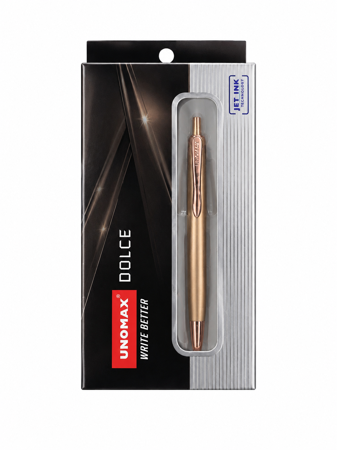 Unomax Dolce Metal Blue Ball Pen Matt Gold Body with box pack – image 1
