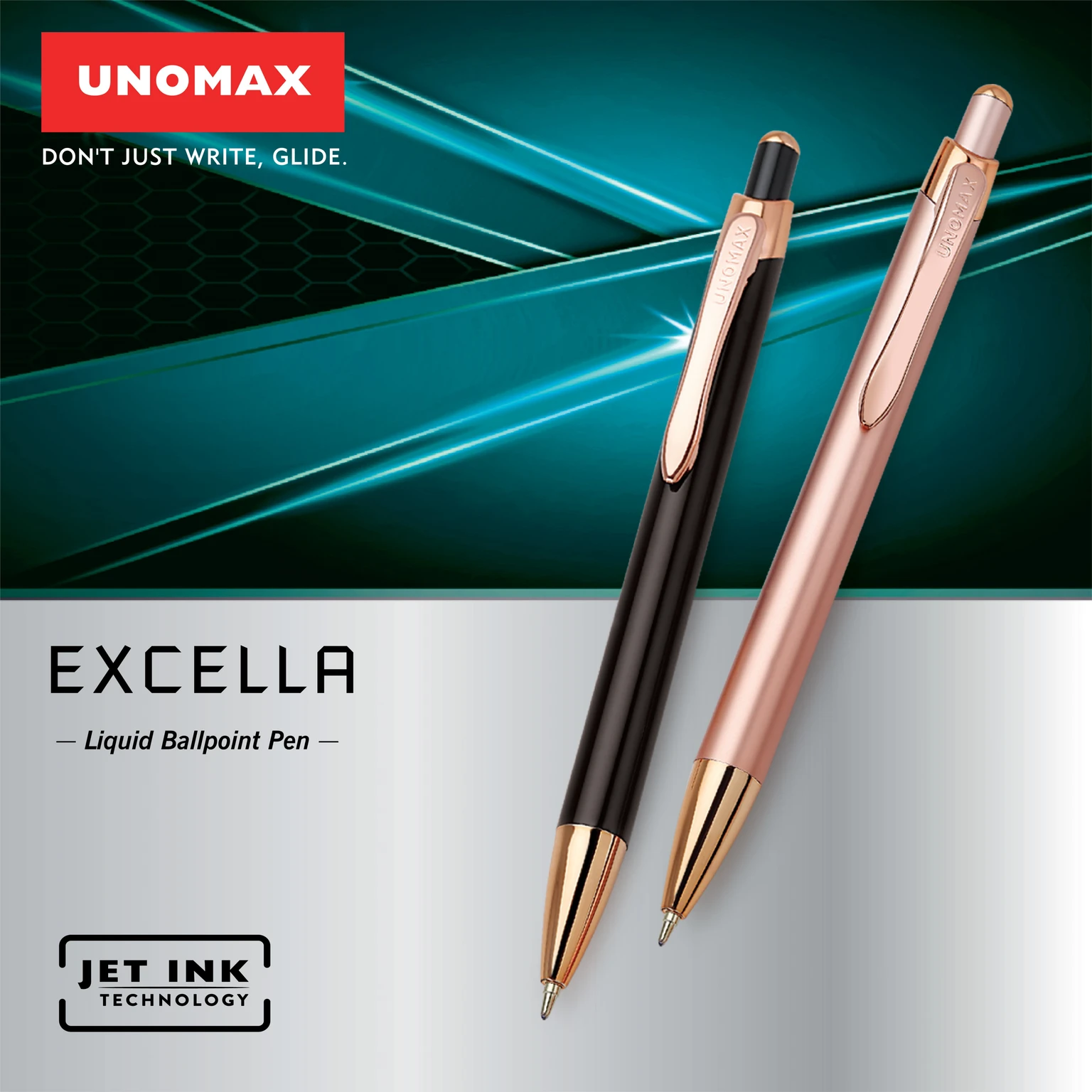 Unomax Excella Metal Blue Ball Pen Matt Gold Body with box pack – image 4