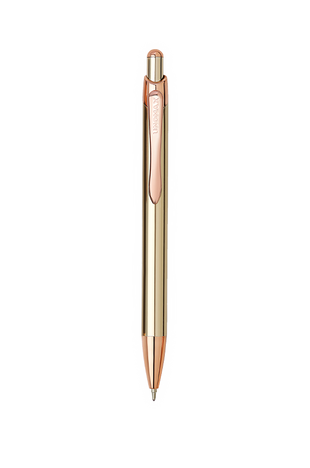 Unomax Excella Metal Blue Ball Pen Gold Body with box pack
