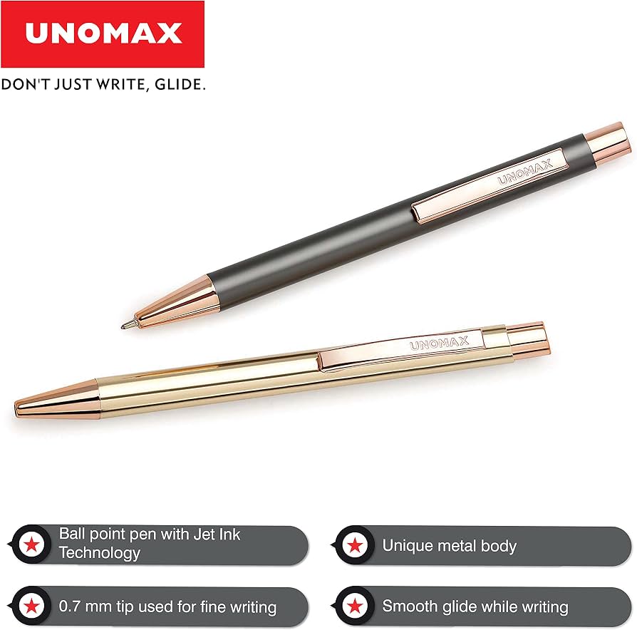 Unomax Richmond Metal Blue Ball Pen Matt Black Body with box pack – image 2