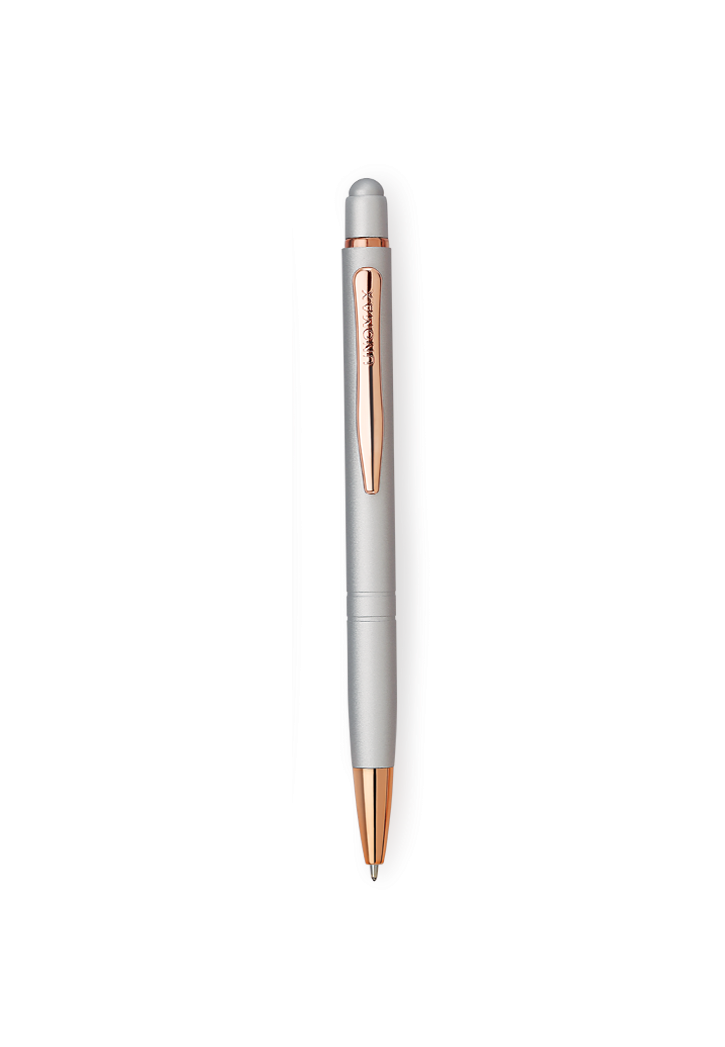 Unomax Shoft touch Metal Blue Ball Pen Matt Gray Body with box pack