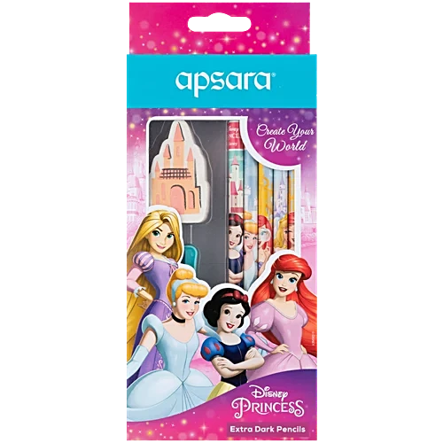  Apsara Extra Dark Princes Pencil Set with Eraser & Sharpener