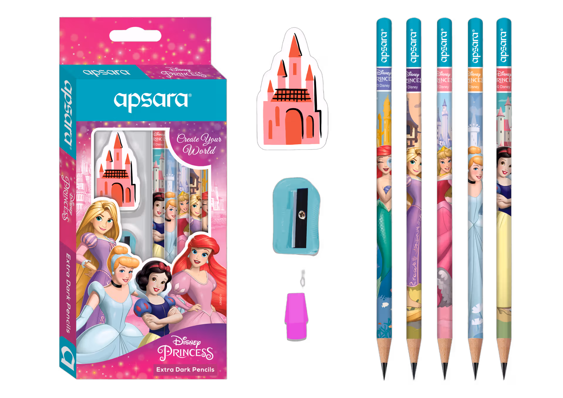  Apsara Extra Dark Princes Pencil Set with Eraser & Sharpener – image 3