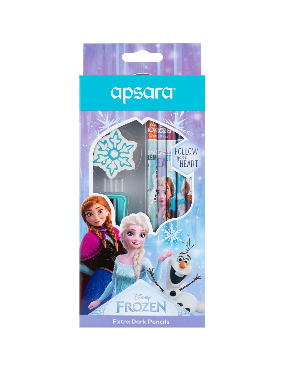  Apsara Extra Dark Disney Frozen Pencil Set with Eraser & Sharpener